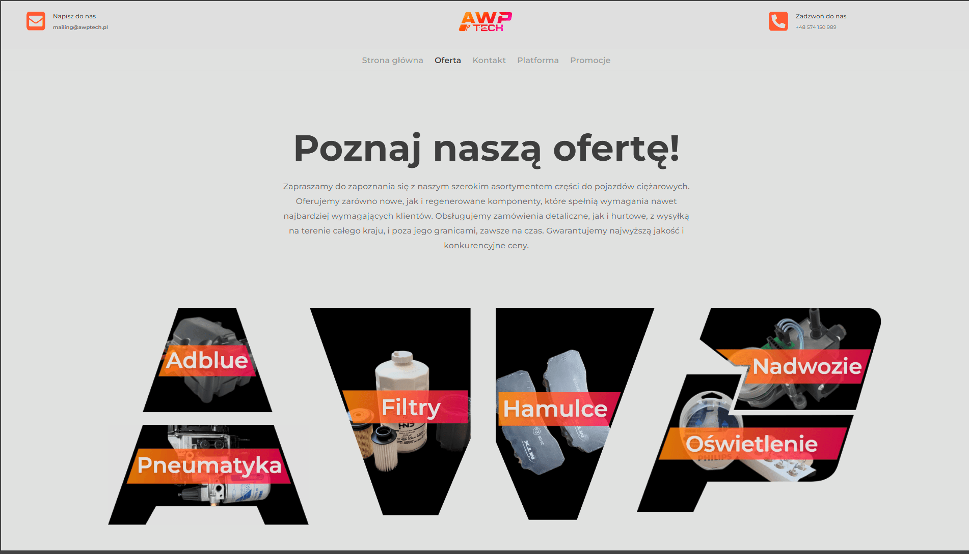 Podgląd realizacji strony internetowej AWP Tech